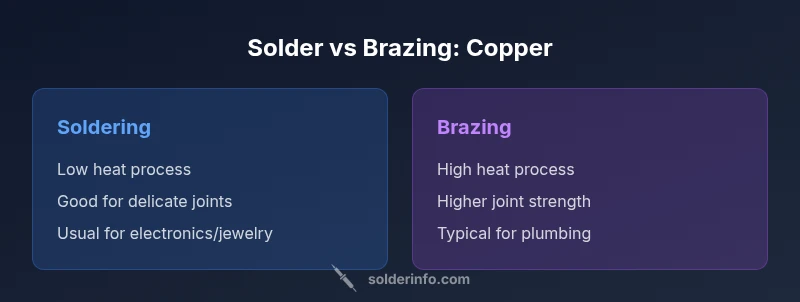 comparison infographic of soldering vs brazing copper