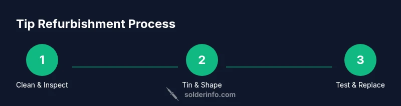 Process infographic showing steps to refurbish soldering iron tip