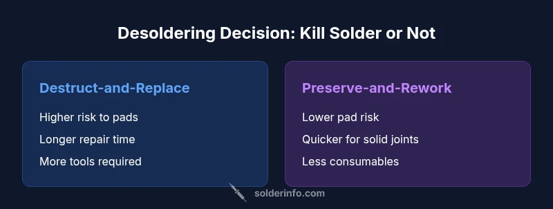 Comparison of desoldering vs preserving solder joints
