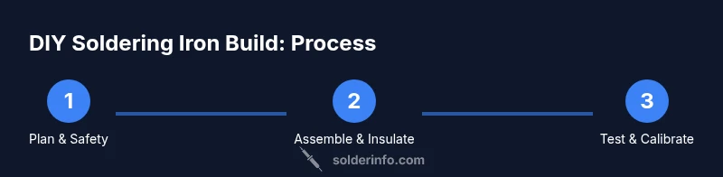 Infographic showing a process for building a DIY soldering iron