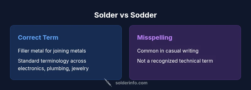 Comparison infographic showing solder vs sodder terminology