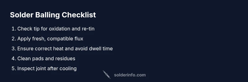 Checklist for fixing solder balling issues