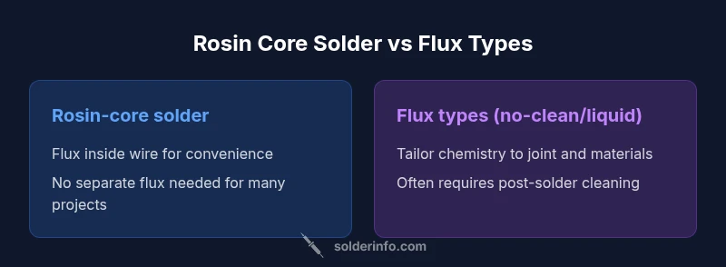 Infographic comparing rosin-core solder and flux types