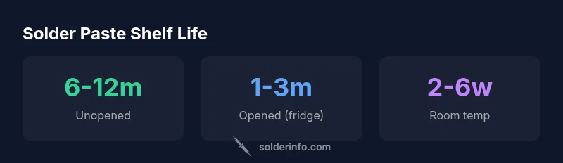 Infographic showing solder paste shelf life and storage tips