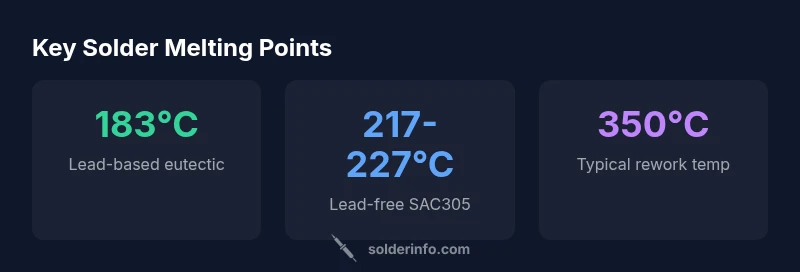 Infographic showing typical solder alloy melting points