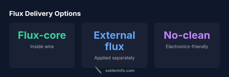 Infographic comparing flux-core solder vs flux-applied options