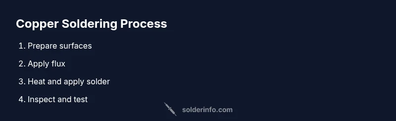 Process infographic showing steps to solder copper