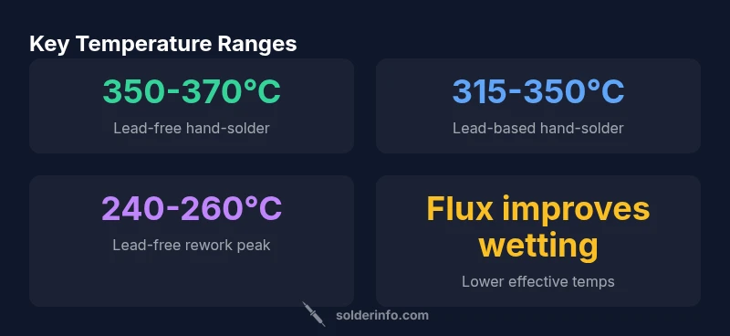Infographic showing temperature ranges for soldering circuit boards