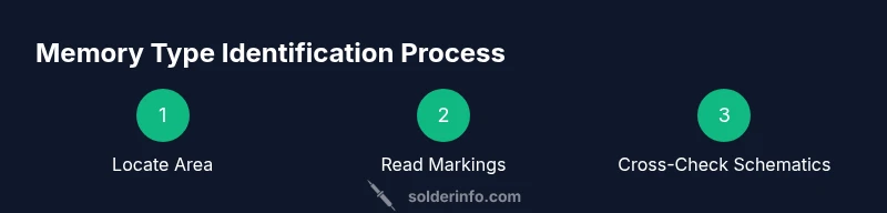 Infographic showing steps to identify soldered memory type