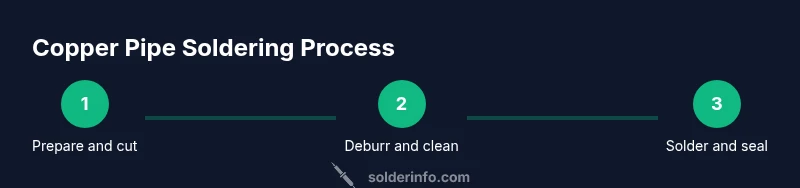 Process infographic showing copper pipe soldering steps