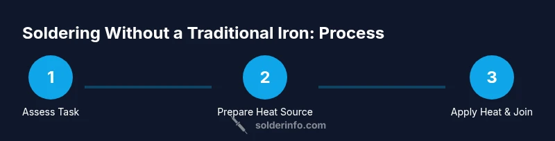 Infographic showing steps to solder without a traditional iron