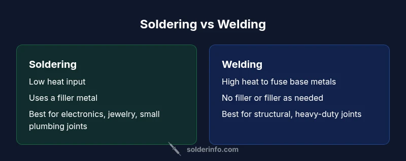 Infographic comparing soldering and welding with key features