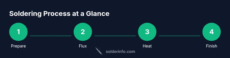 Infographic showing a four-step soldering process from prep to finish