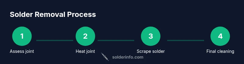 Process diagram showing four-step solder removal from copper pipe
