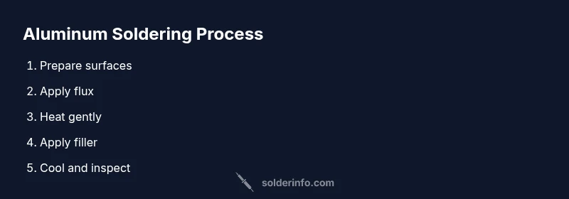 Process infographic showing aluminum soldering steps