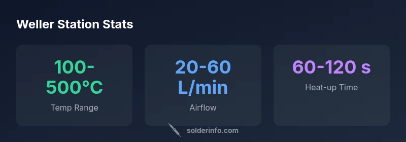 Stat infographic: Weller hot air station features and specs