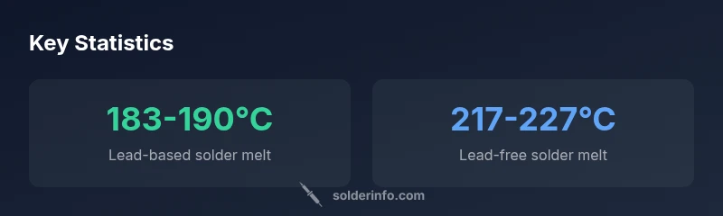 Stat cards showing solder melting ranges and temperatures