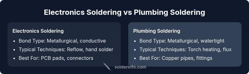 Comparison infographic of electronics soldering vs plumbing soldering