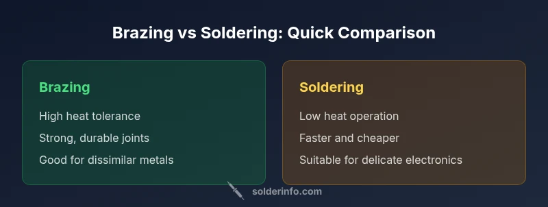 Chart comparing brazing and soldering techniques