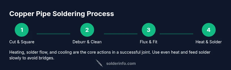 Infographic showing copper pipe soldering process steps