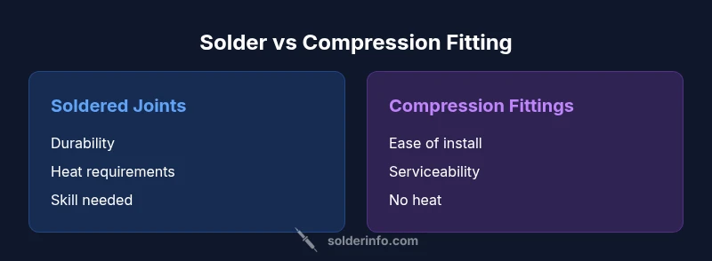 Infographic comparing soldered joints vs compression fittings