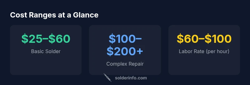 Infographic showing cost ranges for ring soldering repairs