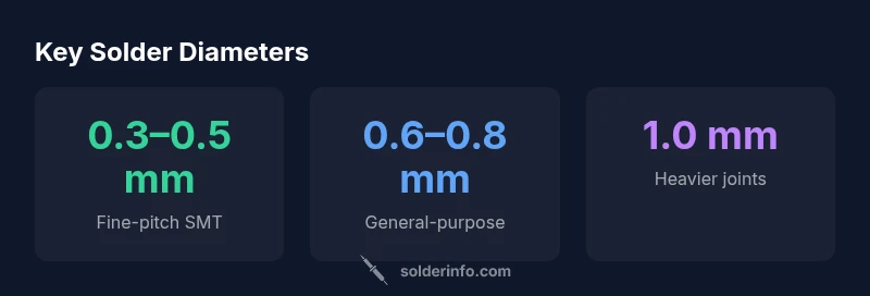 Infographic showing solder diameter ranges for SMT and through-hole joints