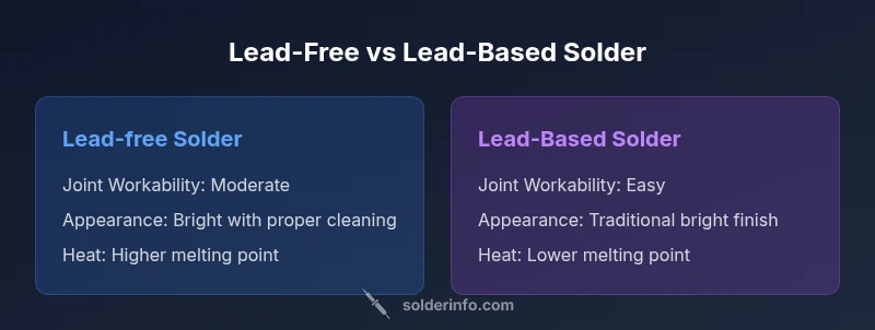 Infographic comparing lead-free and lead-based solder for stained glass