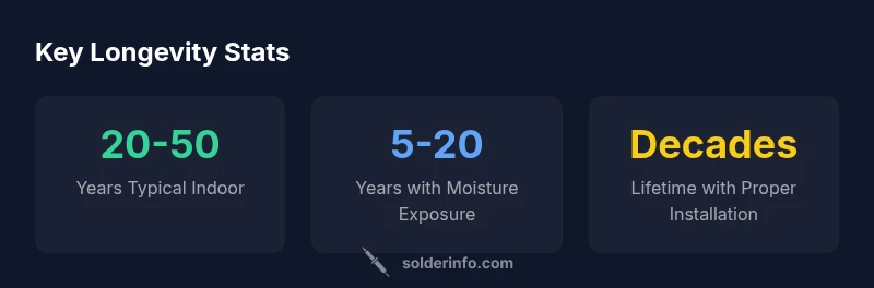 Infographic showing longevity ranges for copper pipe solder joints