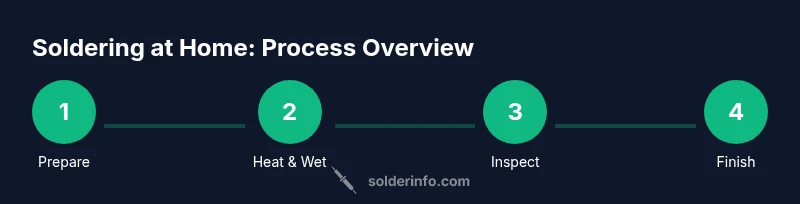 Process flow for soldering at home: prepare, heat, inspect, finish