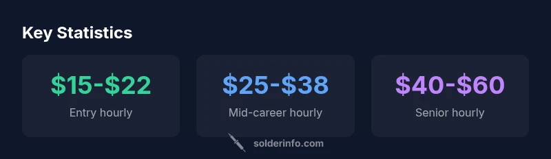 Infographic showing pay ranges for soldering across niches