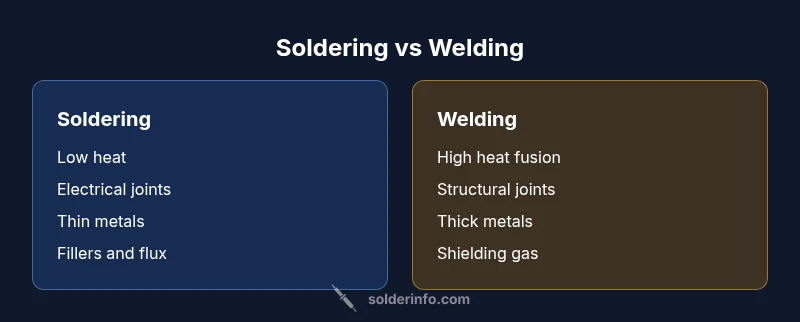 Diagram comparing soldering and welding methods