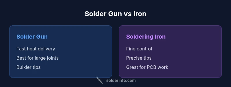 Infographic comparing soldering gun and iron
